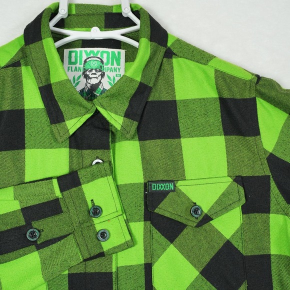 Dixxon Flannel Co Tops - Dixxon Flannel Co Gang Green Buffalo Plaid Button Up Shirt Womens Medium Neon